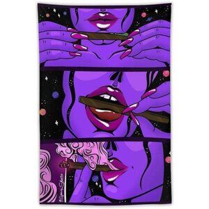 Hippie Hippy Wall Art - Trippy Smoke Cool Girl Art